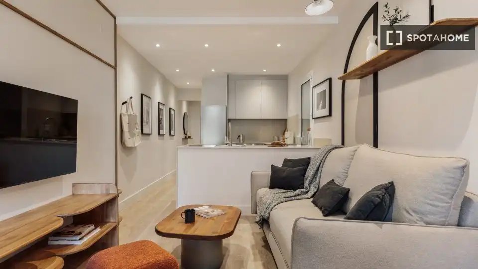 Living room of Flat for rent in Barcelona  with Air Conditioner, Heating and Furnished