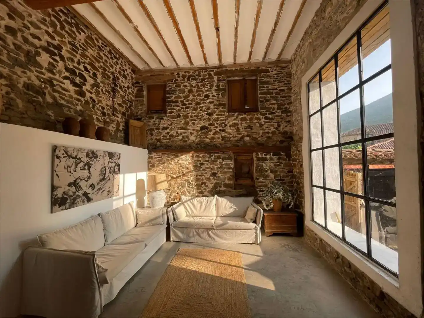 Sala d'estar de Casa o xalet en venda en Villar del Río amb Jardí privat, Parquet i Moblat