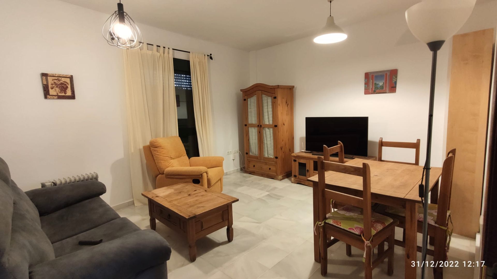 Sala d'estar de Apartament de lloguer en Sanlúcar de Barrameda amb Aire condicionat, Calefacció i Moblat