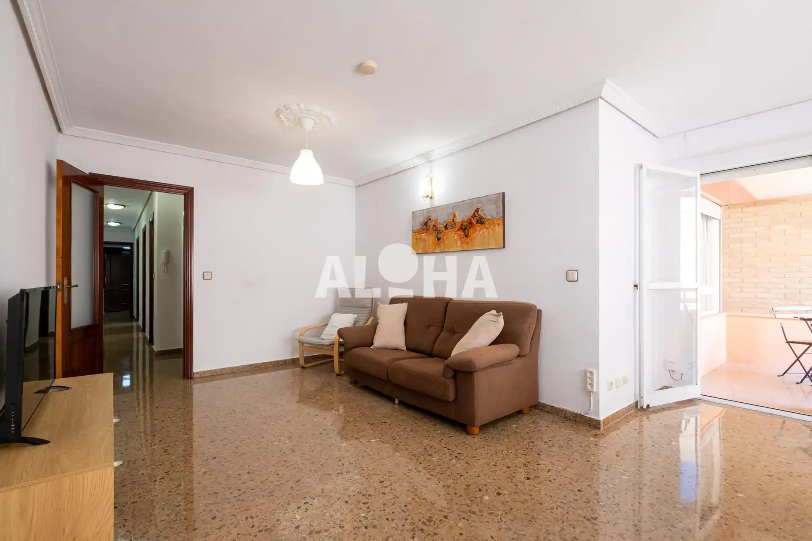Living room of Flat for rent in Moncada  with Air Conditioner, Furnished and Balcony