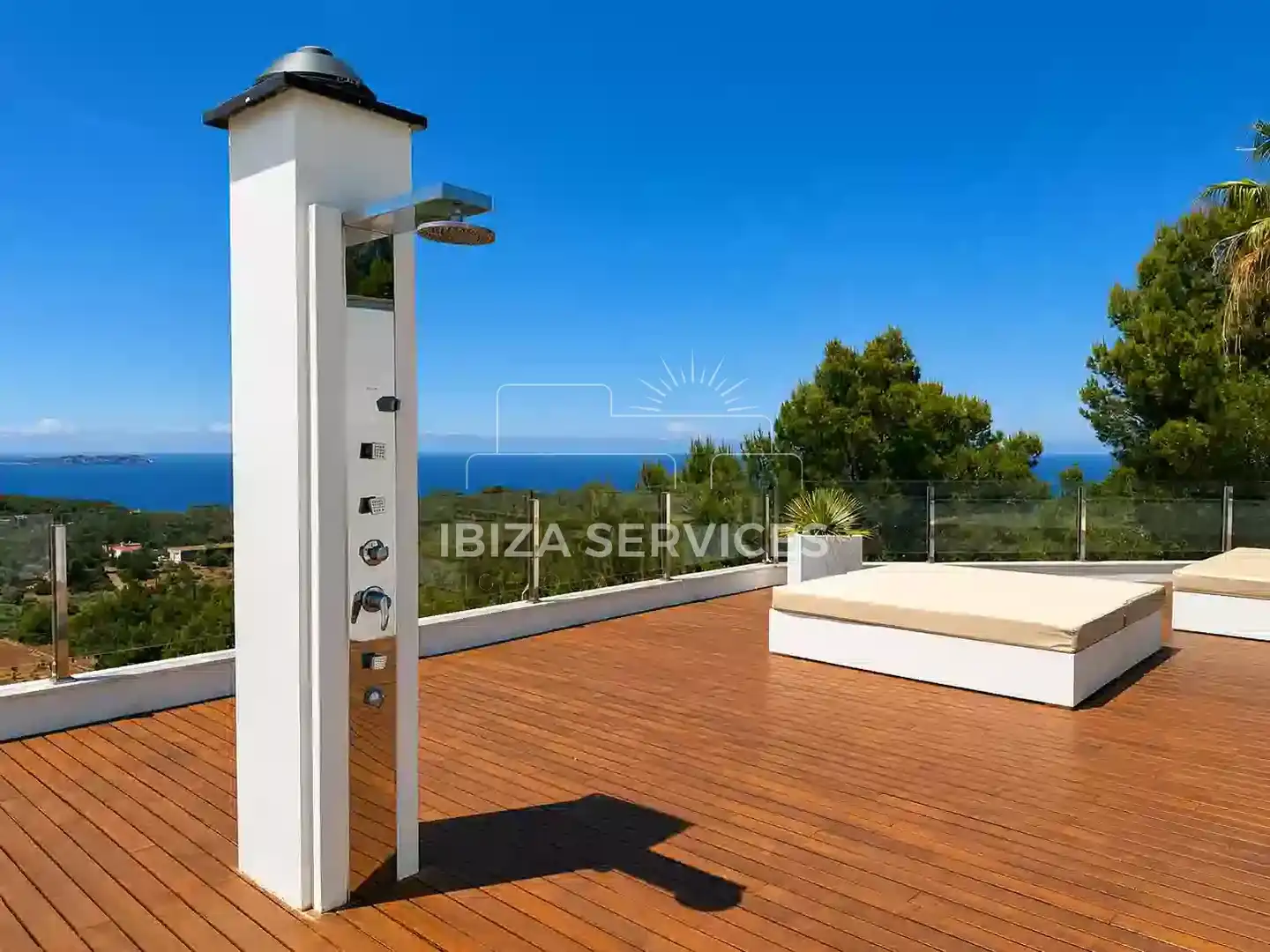 Terraza de Casa o chalet de alquiler en Sant Antoni de Portmany con Aire acondicionado, Jardín privado y Piscina