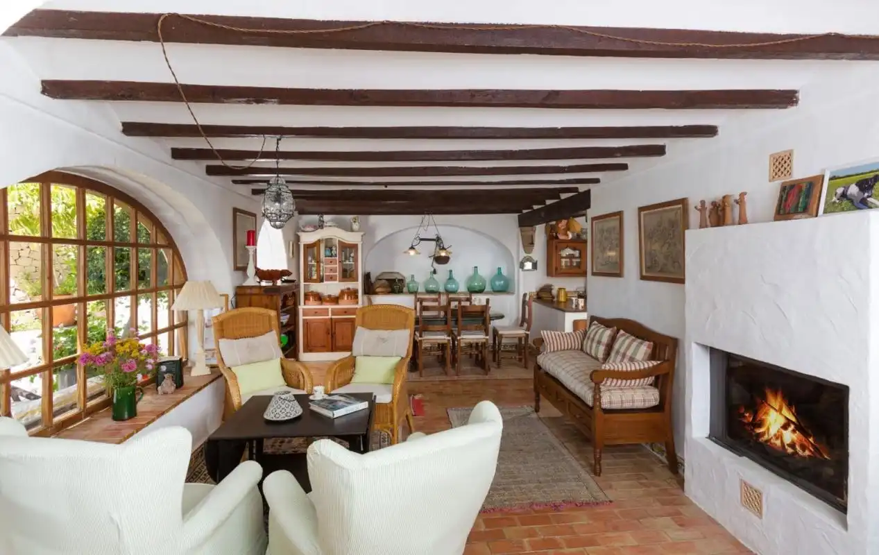 Sala de estar de Finca rústica en venta en Teulada con Calefacción, Jardín privado y Terraza