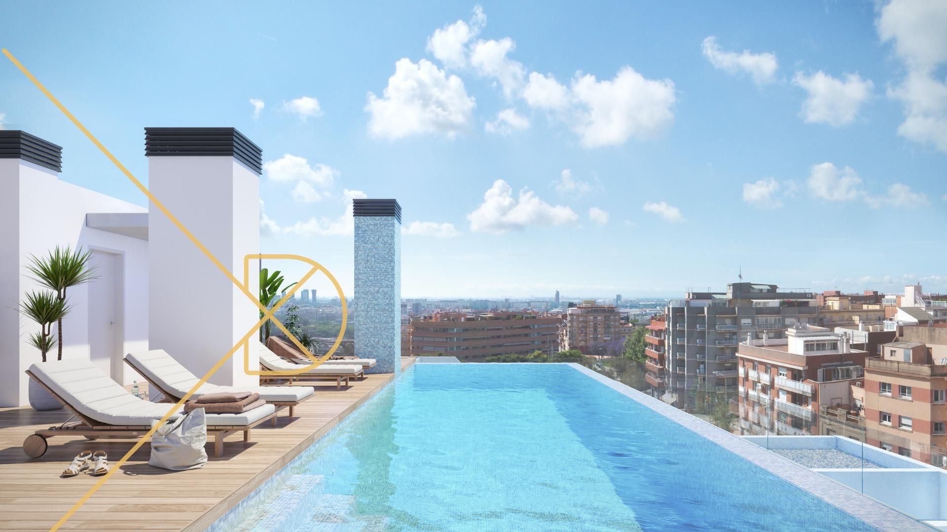 Piscina de Pis en venda en  Barcelona Capital amb Aire condicionat, Calefacció i Terrassa