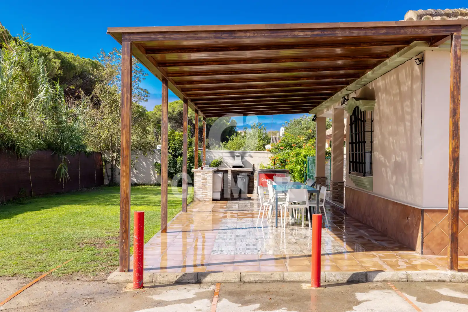 Jardí de Casa o xalet de lloguer en El Puerto de Santa María amb Aire condicionat, Jardí privat i Piscina