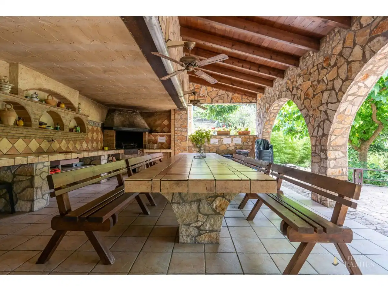 Terrassa de Finca rústica en venda en Riudecols amb Calefacció, Jardí privat i Piscina