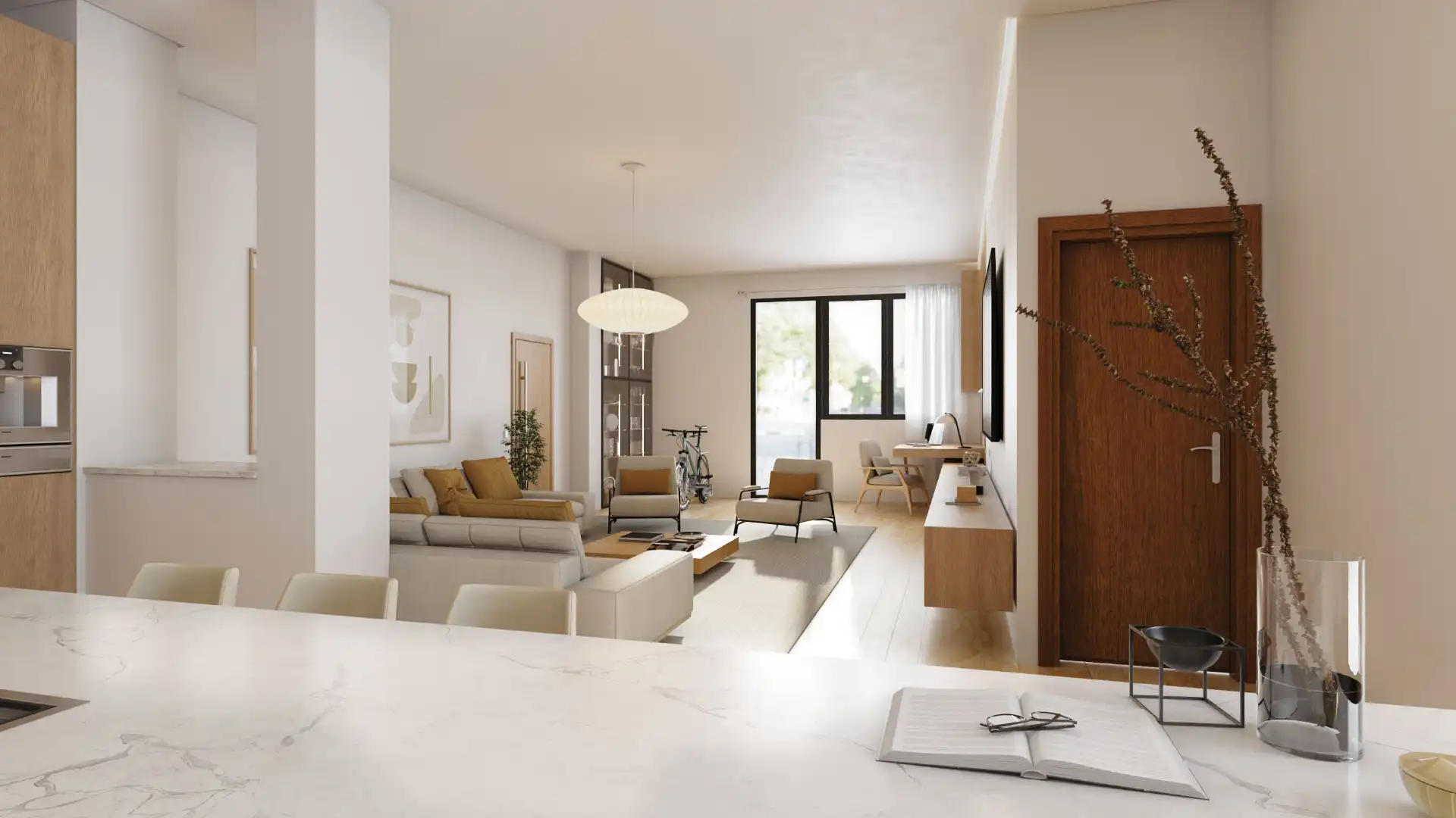 Living room of Flat for sale in Girona Capital  with Air Conditioner, Heating and Parquet flooring