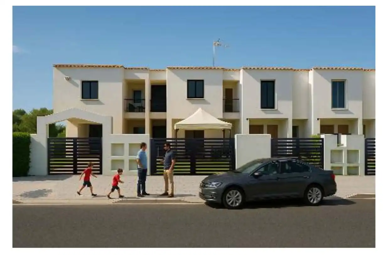 Vista exterior de Casa adosada en venda en La Oliva amb Jardí privat