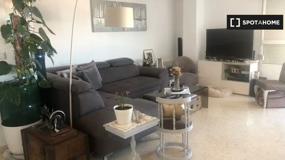 Sala de estar de Piso de alquiler en Alicante / Alacant con Aire acondicionado, Calefacción y Amueblado