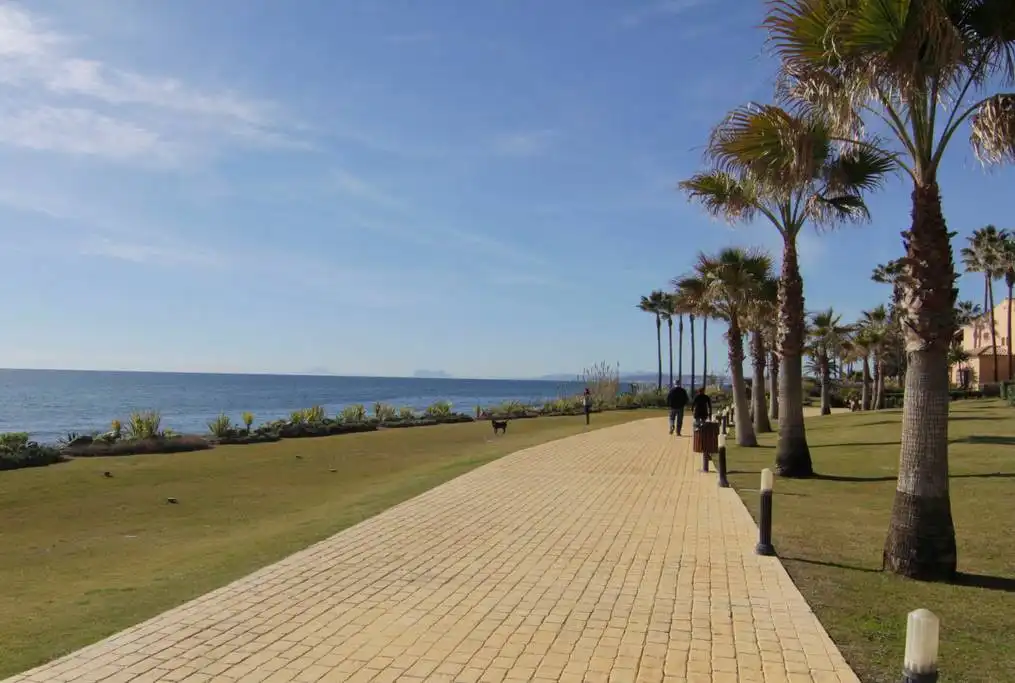 Vista exterior de Planta baixa de lloguer en Estepona amb Aire condicionat, Terrassa i Piscina