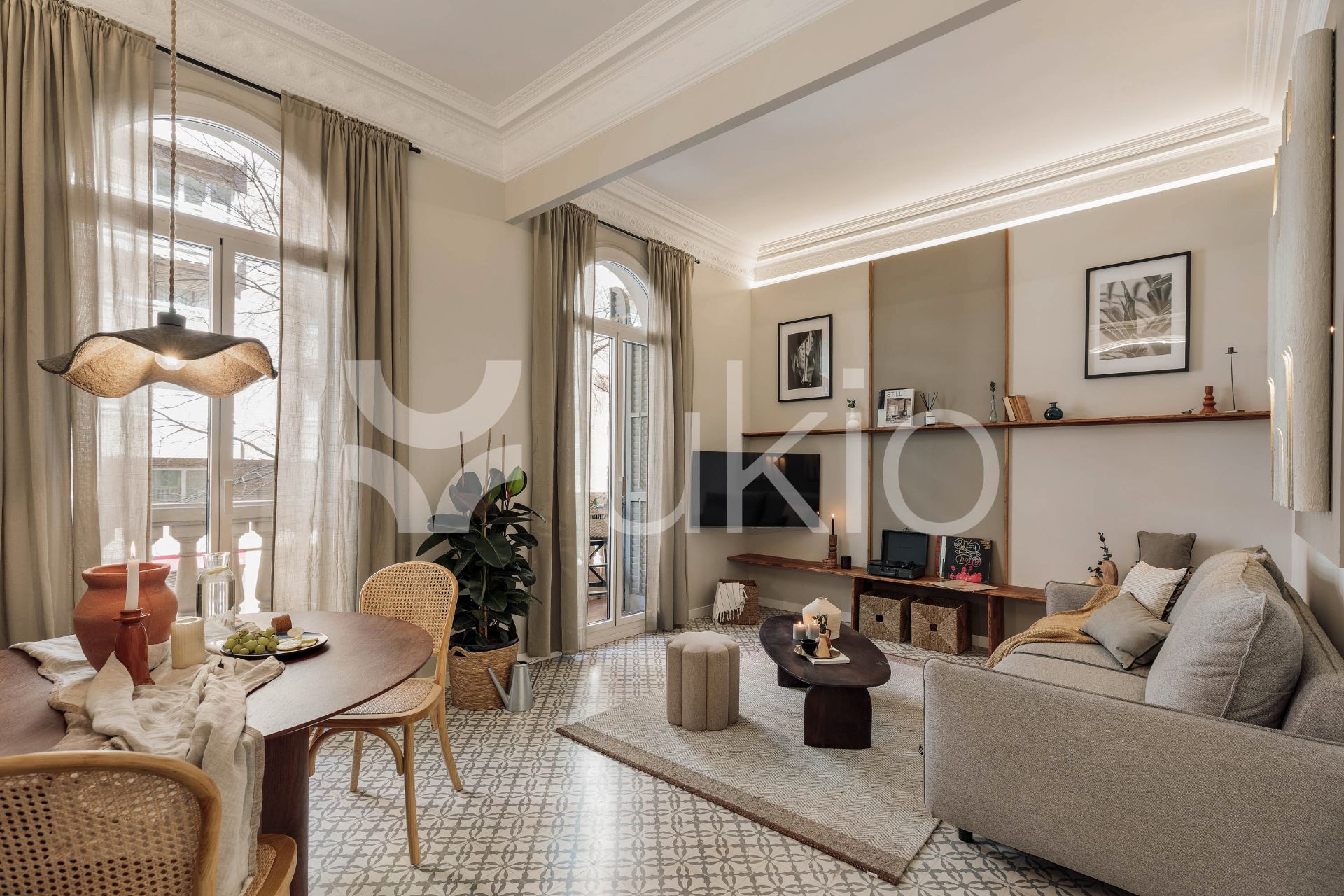 Sala d'estar de Apartament de lloguer en  Barcelona Capital amb Aire condicionat, Calefacció i Moblat