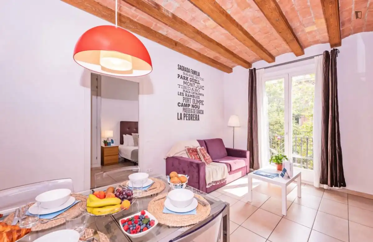Sala d'estar de Apartament de lloguer en Barcelona amb Aire condicionat, Moblat i Forn