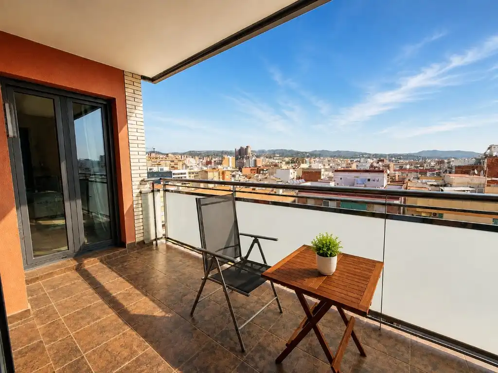 Terrace of Flat for rent in Badalona  with Air Conditioner, Heating and Parquet flooring
