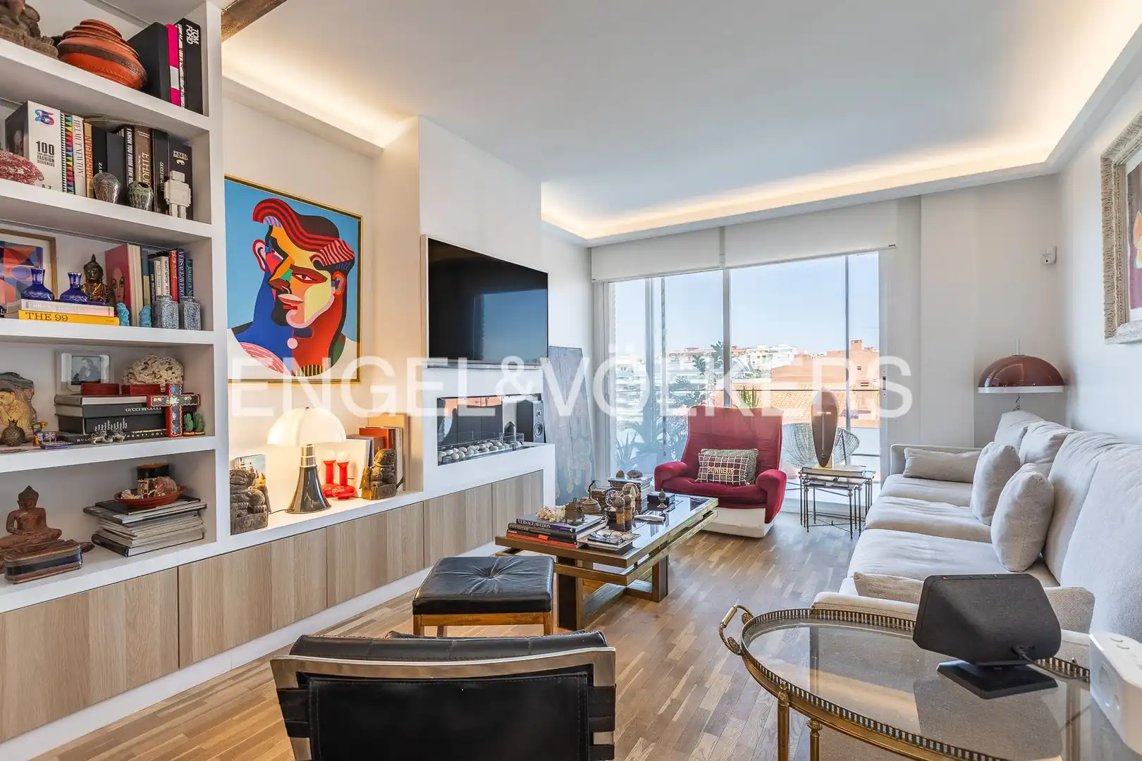 Living room of Attic for sale in Sant Cugat del Vallès  with Heating, Parquet flooring and Swimming Pool