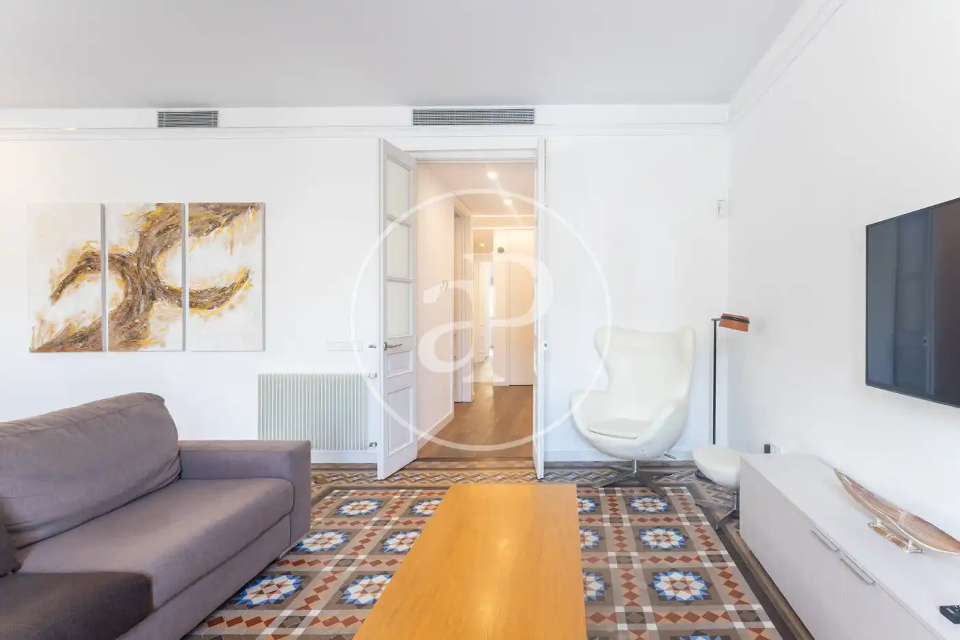 Sala d'estar de Pis de lloguer en Barcelona amb Aire condicionat, Calefacció i Moblat