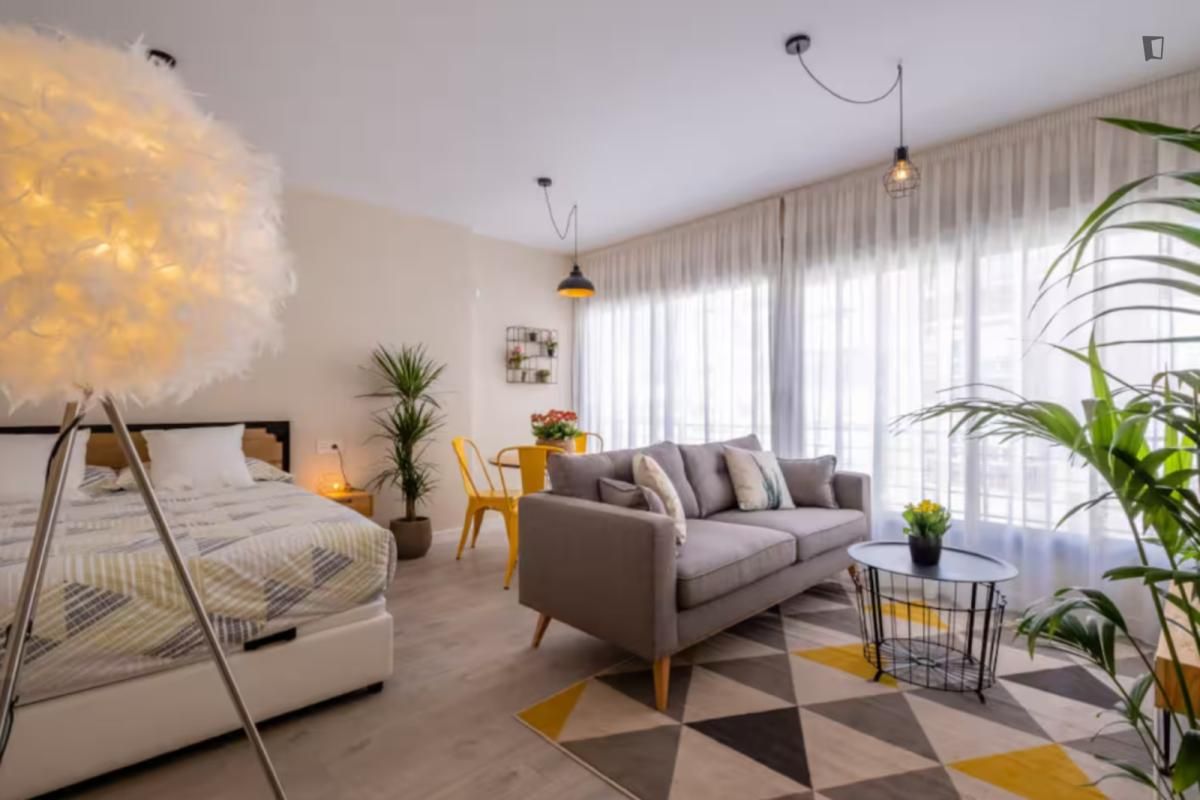 Sala d'estar de Estudi de lloguer en Málaga Capital amb Aire condicionat, Moblat i Rentadora
