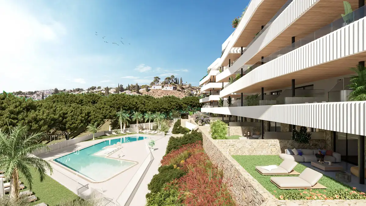 Vista exterior de Apartamento en venta en Mijas con Aire acondicionado, Calefacción y Jardín privado