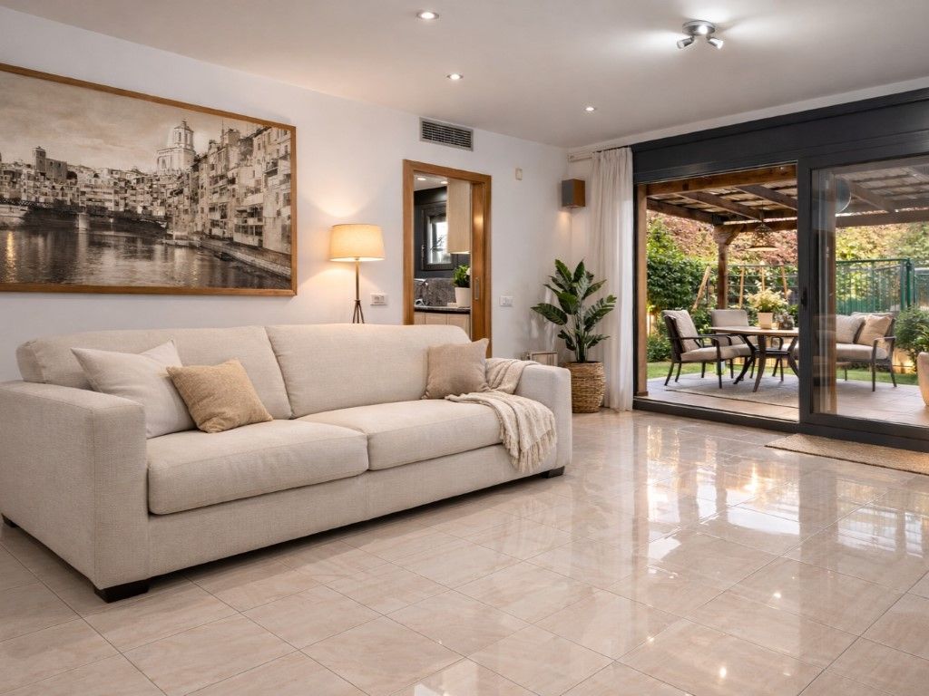 Sala d'estar de Casa adosada en venda en Girona Capital amb Aire condicionat