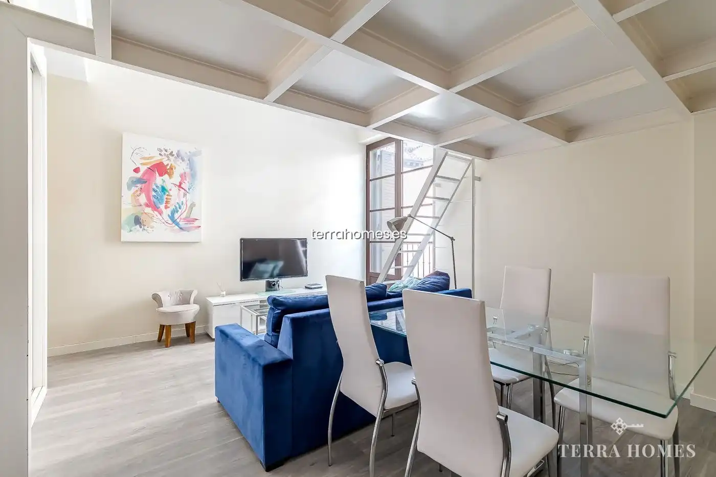 Sala de estar de Apartamento de alquiler en Madrid con Aire acondicionado, Calefacción y Amueblado