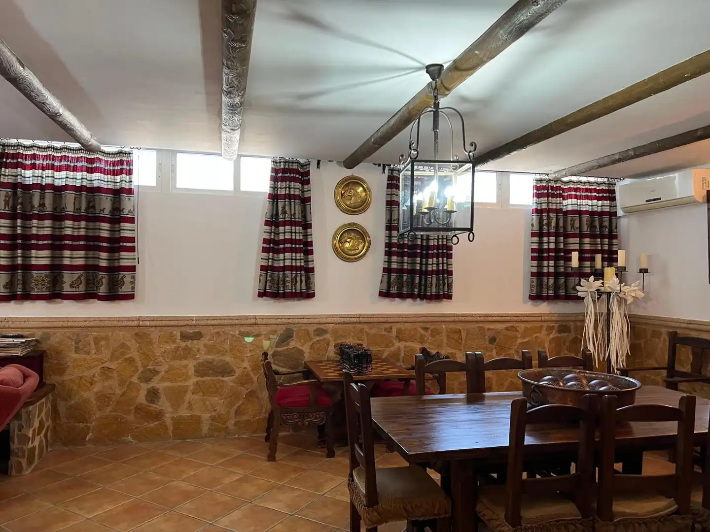 Menjador de Finca rústica en venda en Sax amb Aire condicionat, Jardí privat i Terrassa