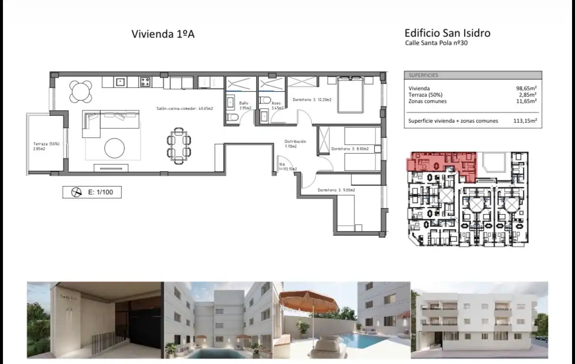 Wohnung zum Verkauf in San Isidro mit Heizung