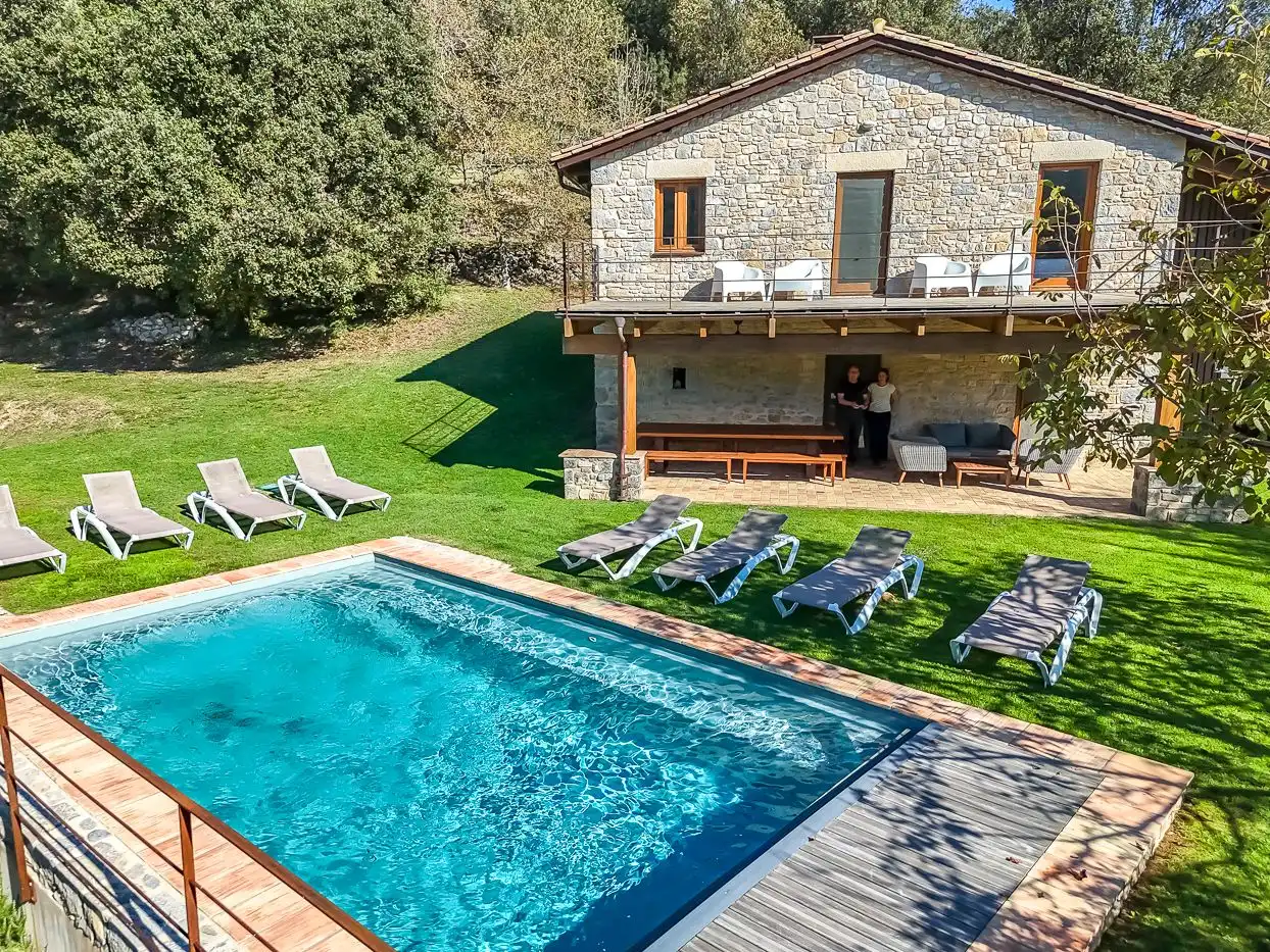 Swimming pool of Country homes for sale in Montagut i Oix  with Private garden, Terrace and Swimming Pool