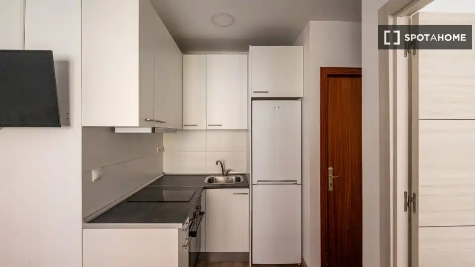 Cuina de Apartament per a compartir en Madrid amb Aire condicionat, Terrassa i Moblat
