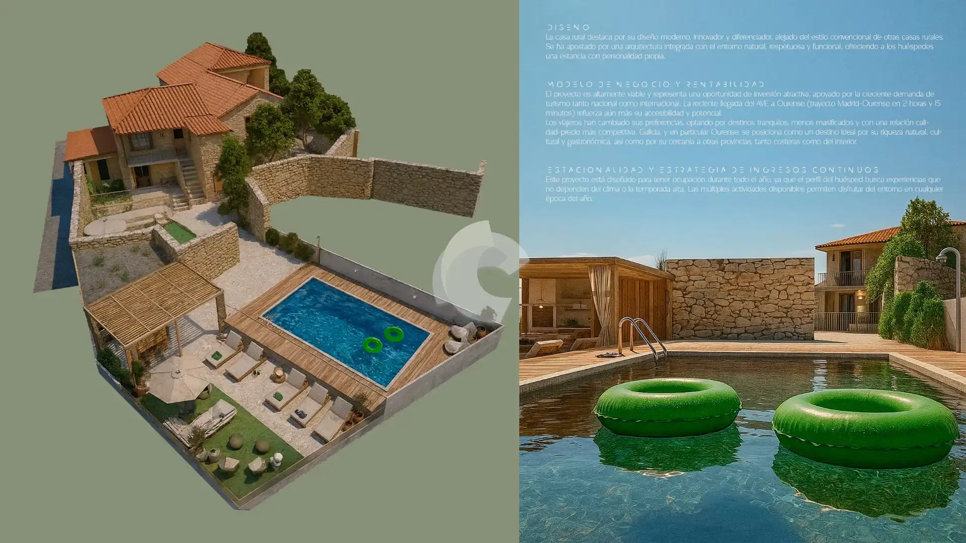 Piscina de Casa adosada en venda en San Cibrao das Viñas amb Jardí privat