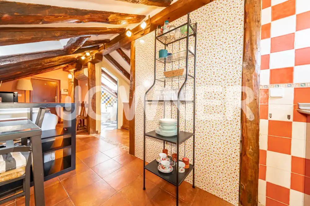 Cocina de Estudio de alquiler en Madrid con Aire acondicionado, Amueblado y Lavadora