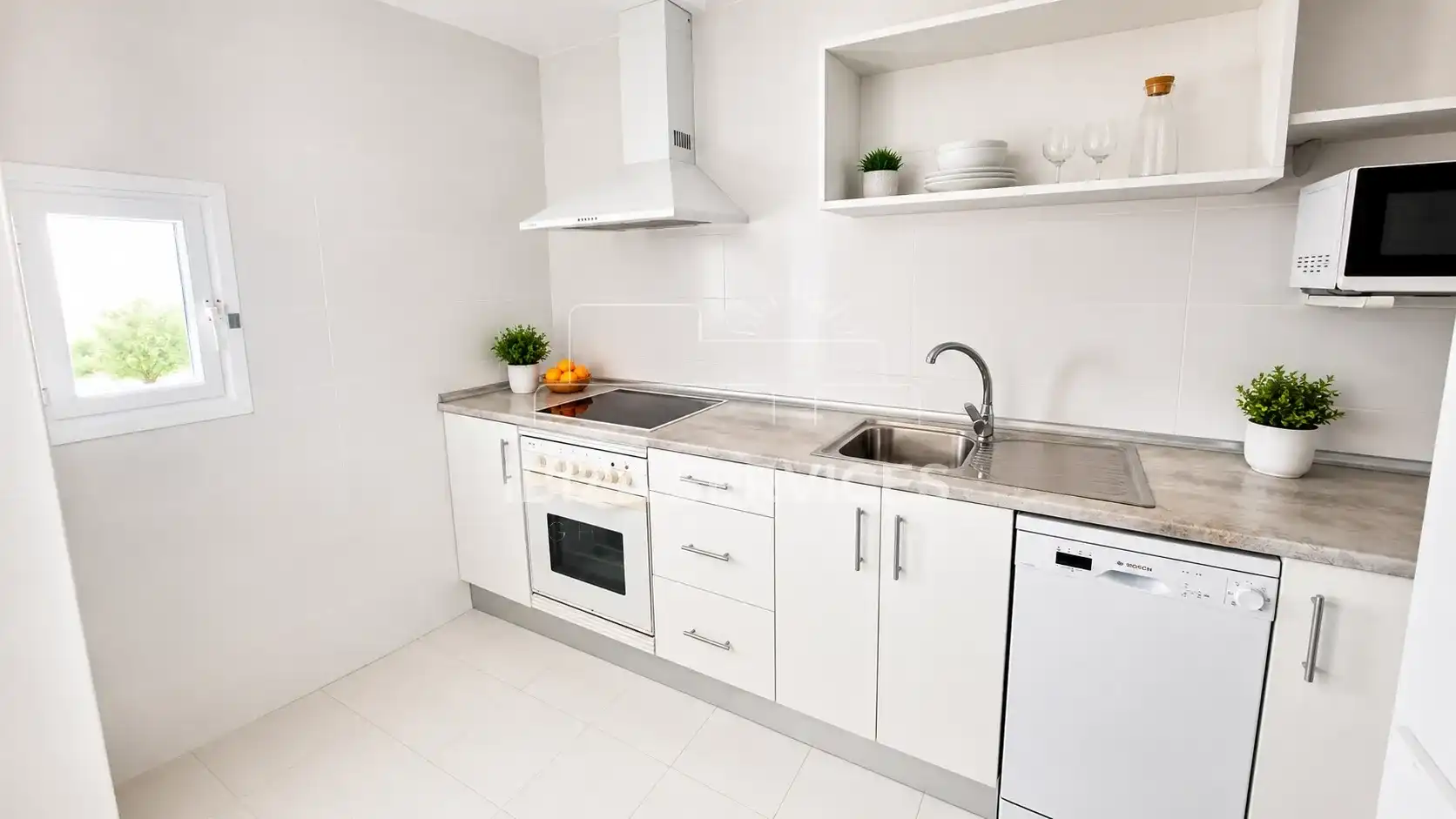 Cocina de Piso de alquiler en Santa Eulària des Riu con Aire acondicionado, Jardín privado y Piscina