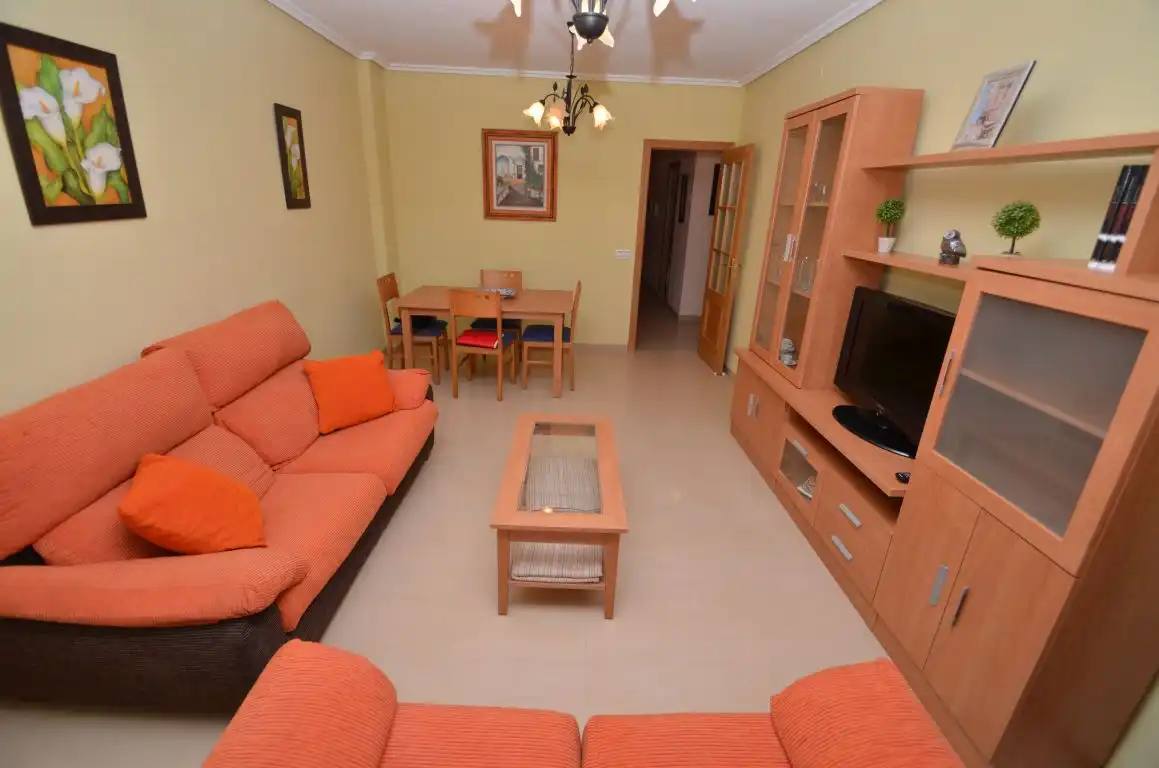 Sala de estar de Piso de alquiler en Roquetas de Mar con Terraza, Amueblado y Piscina comunitaria