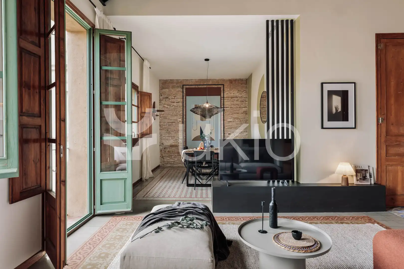 Sala de estar de Apartamento de alquiler en Barcelona con Aire acondicionado, Calefacción y Terraza