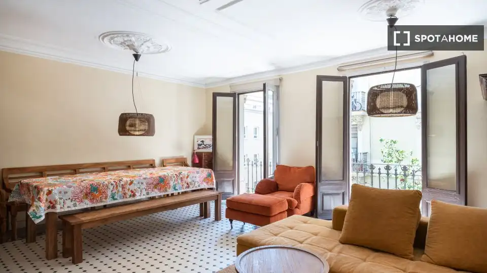 Sala de estar de Apartamento para compartir en Barcelona con Aire acondicionado, Calefacción y Terraza