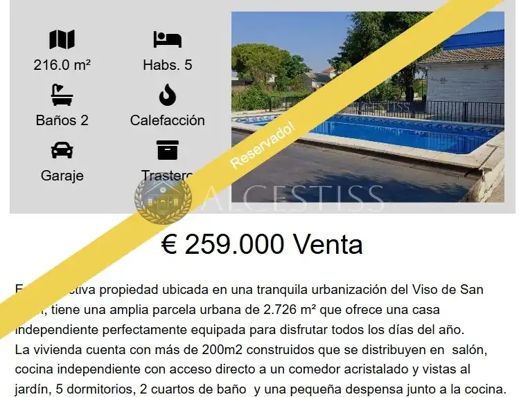 Chalet en venta en El Viso de San Juan