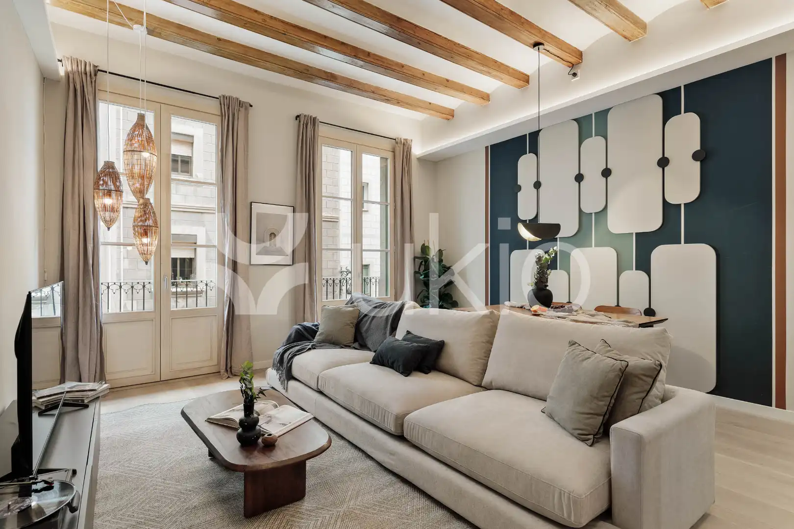 Sala de estar de Apartamento de alquiler en Barcelona con Aire acondicionado, Calefacción y Amueblado