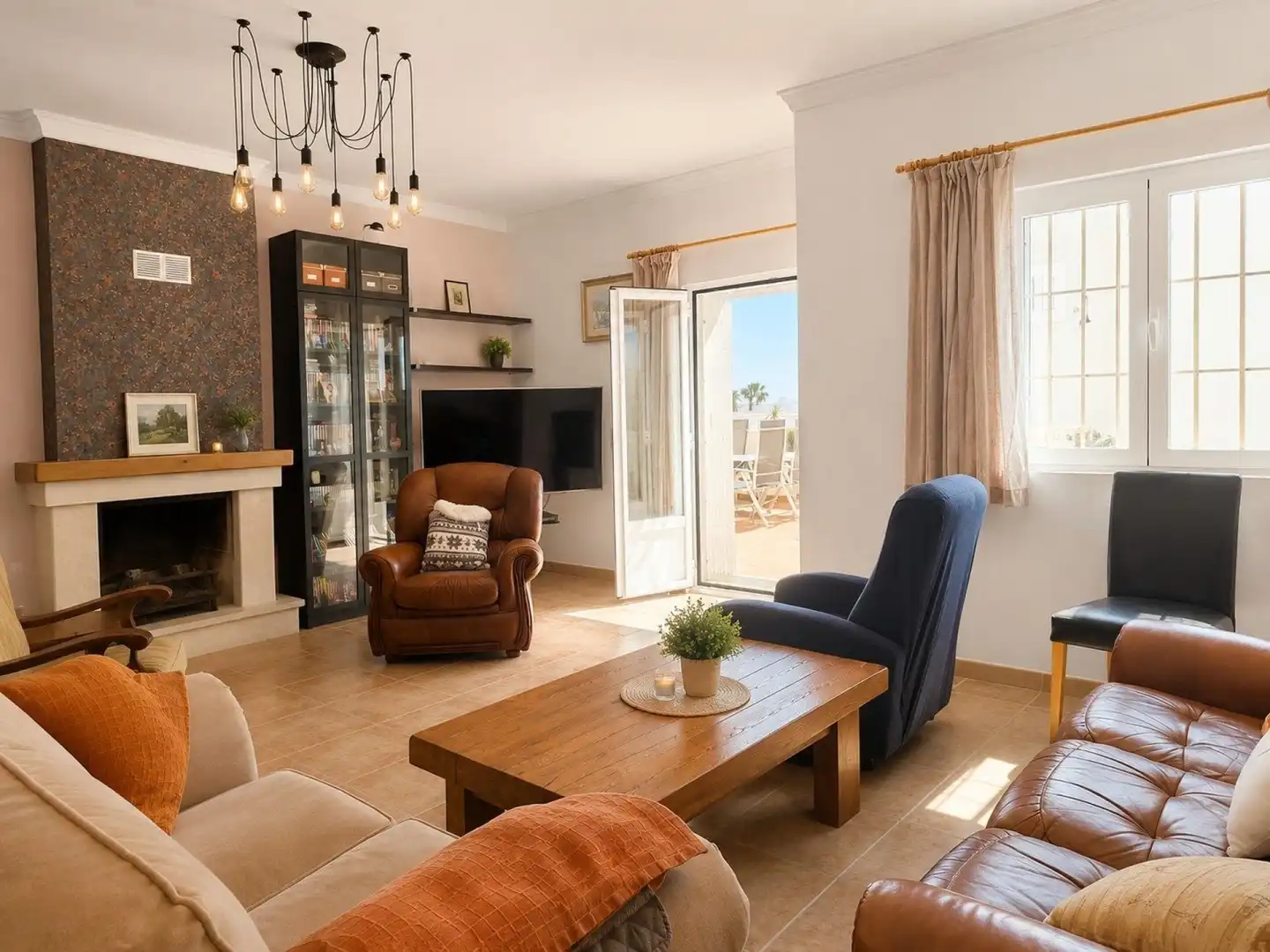 Sala de estar de Casa o chalet en venta en Mojácar con Aire acondicionado, Calefacción y Terraza