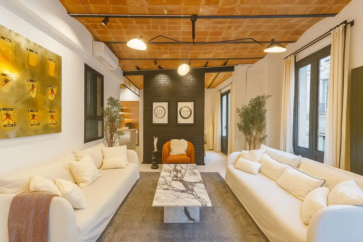 Wohnzimmer von Wohnung zur Miete in Barcelona mit Klimaanlage, Heizung und Parkett