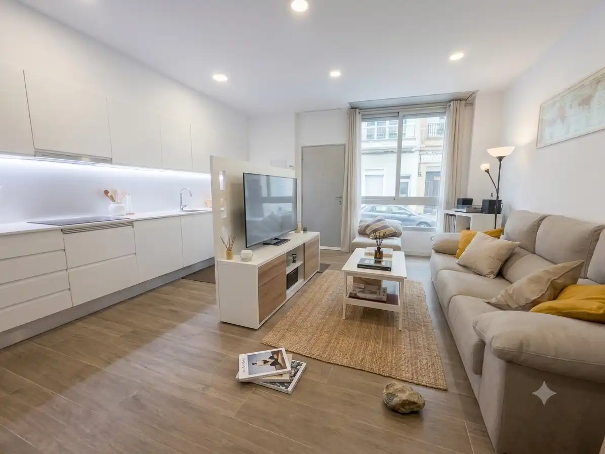 Sala de estar de Apartamento de alquiler en Badalona con Calefacción, Amueblado y Horno