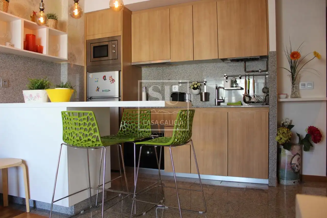 Kitchen of Flat for rent in Baiona  with Heating, Parquet flooring and Terrace