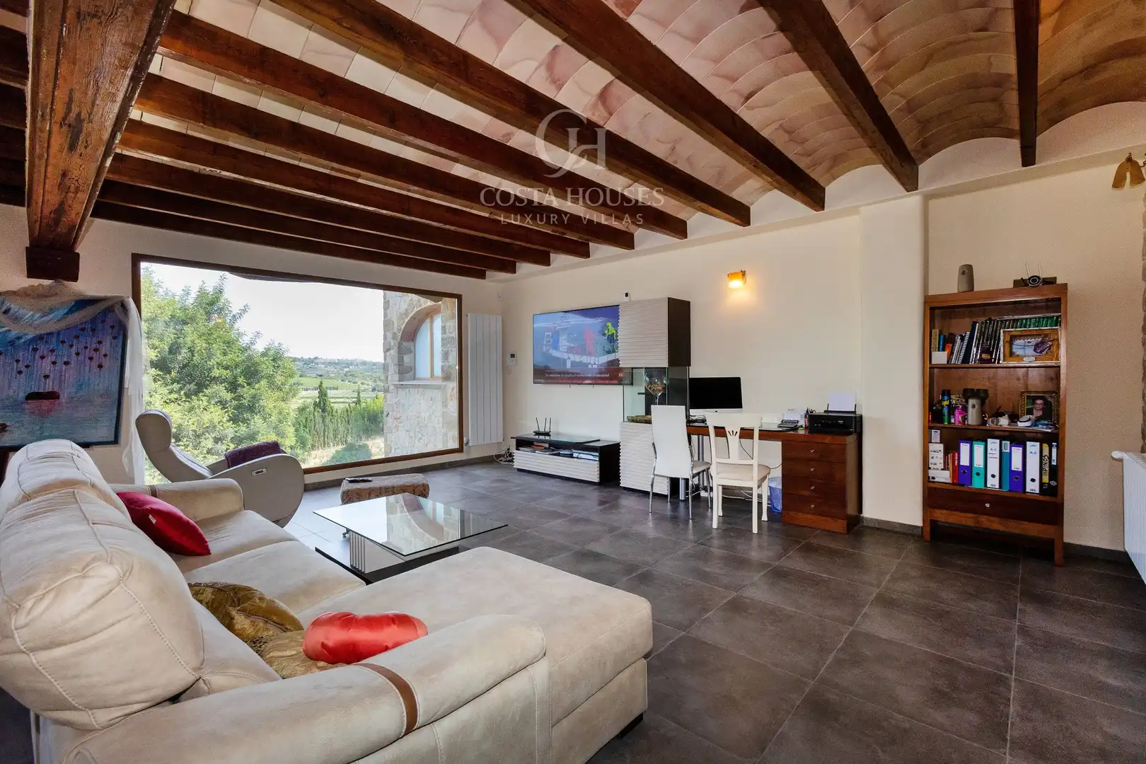 Sala d'estar de Casa o xalet en venda en Benissa amb Aire condicionat, Jardí privat i Terrassa