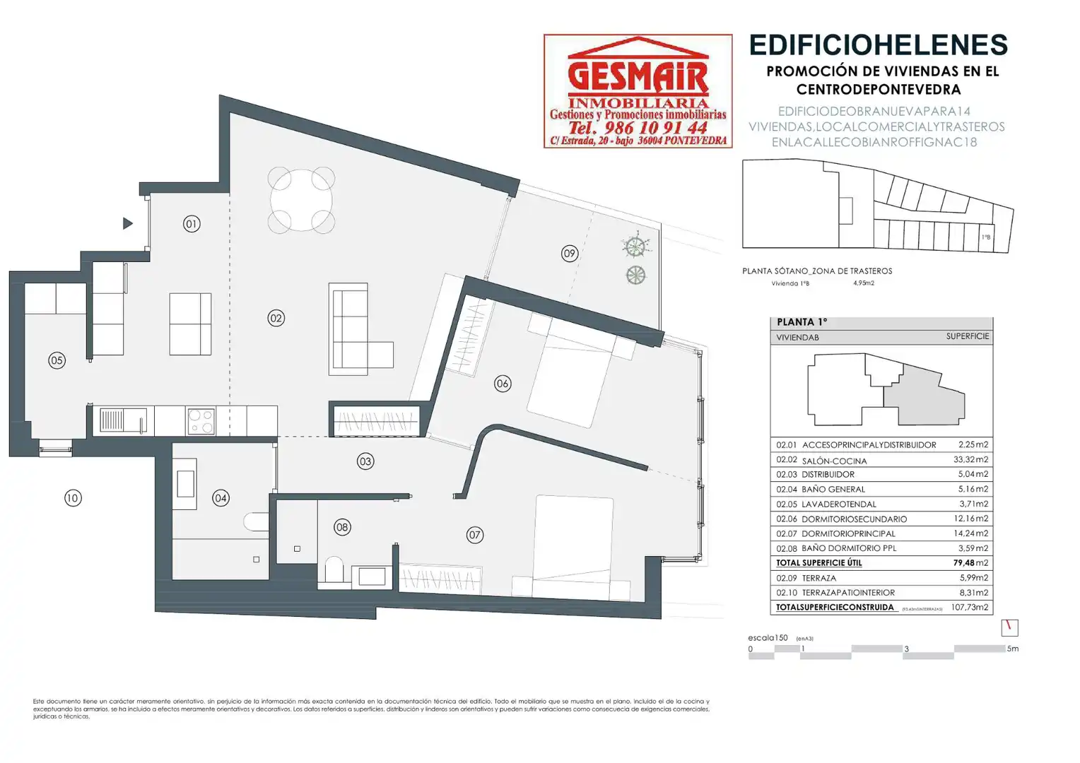 Apartments for sale in Pontevedra Capital   with Heating, Parquet flooring and Terrace