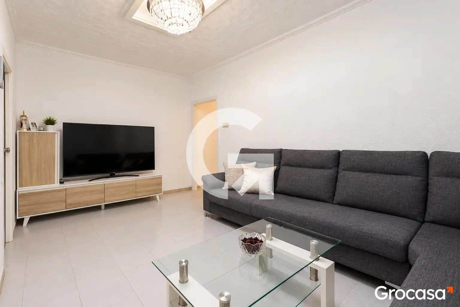 Sala de estar de Piso en venta en Terrassa con Terraza, Amueblado y TV