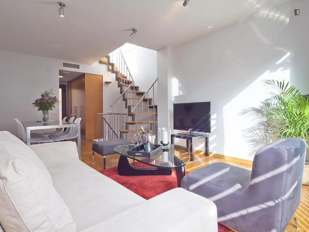 Sala de estar de Apartamento de alquiler en Barcelona con Aire acondicionado, Calefacción y Amueblado