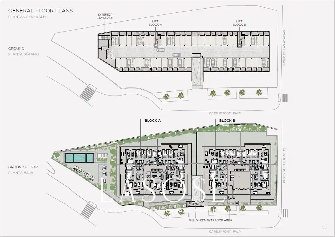 Außenansicht von Wohnungen zum Verkauf in Sitges mit Privatgarten, Terrasse und Abstellraum