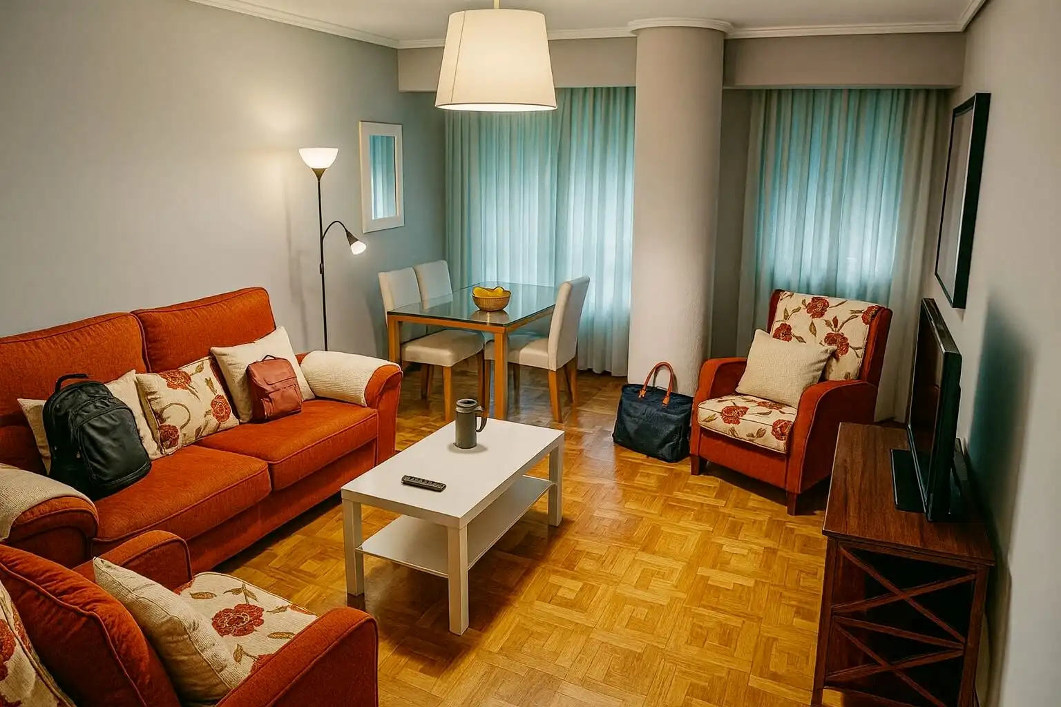 Wohnzimmer von Wohnung zur Miete in Santander mit Möbliert und Ofen