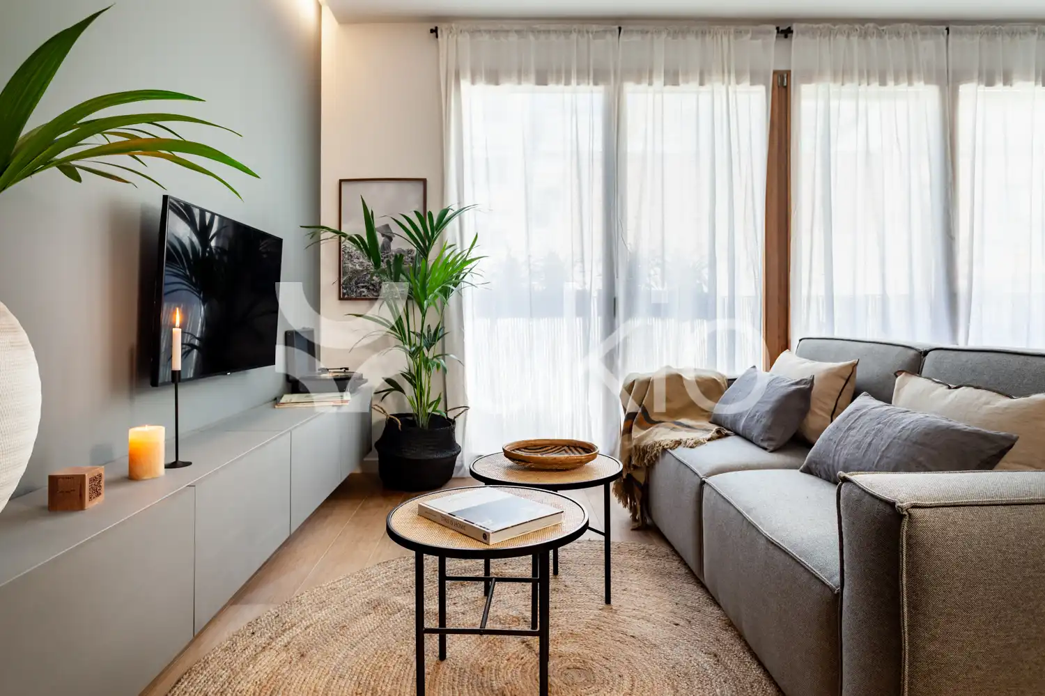 Sala de estar de Apartamento de alquiler en Barcelona con Aire acondicionado, Calefacción y Amueblado