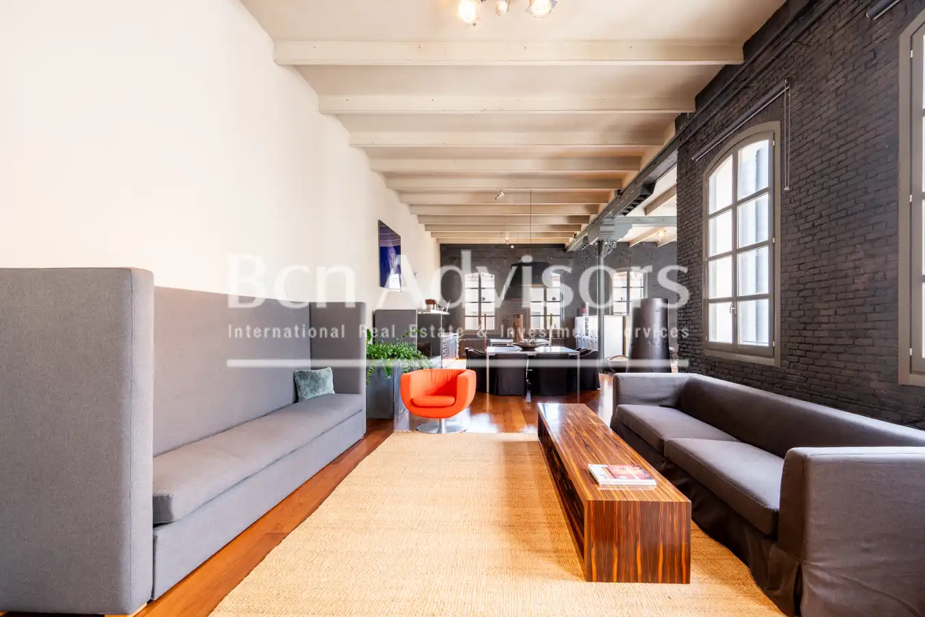 Wohnzimmer von Dachboden zur Miete in Barcelona mit Klimaanlage, Heizung und Terrasse