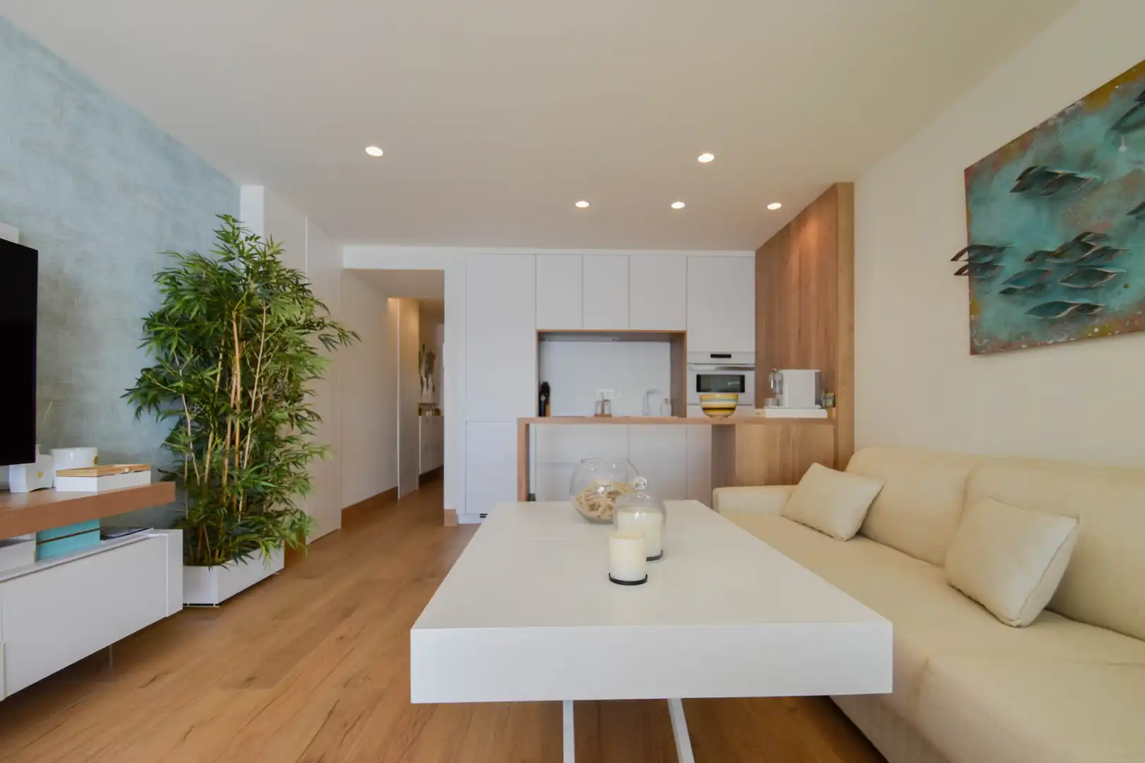 Living room of Flat for sale in Almuñécar  with Parquet flooring, Terrace and Furnished
