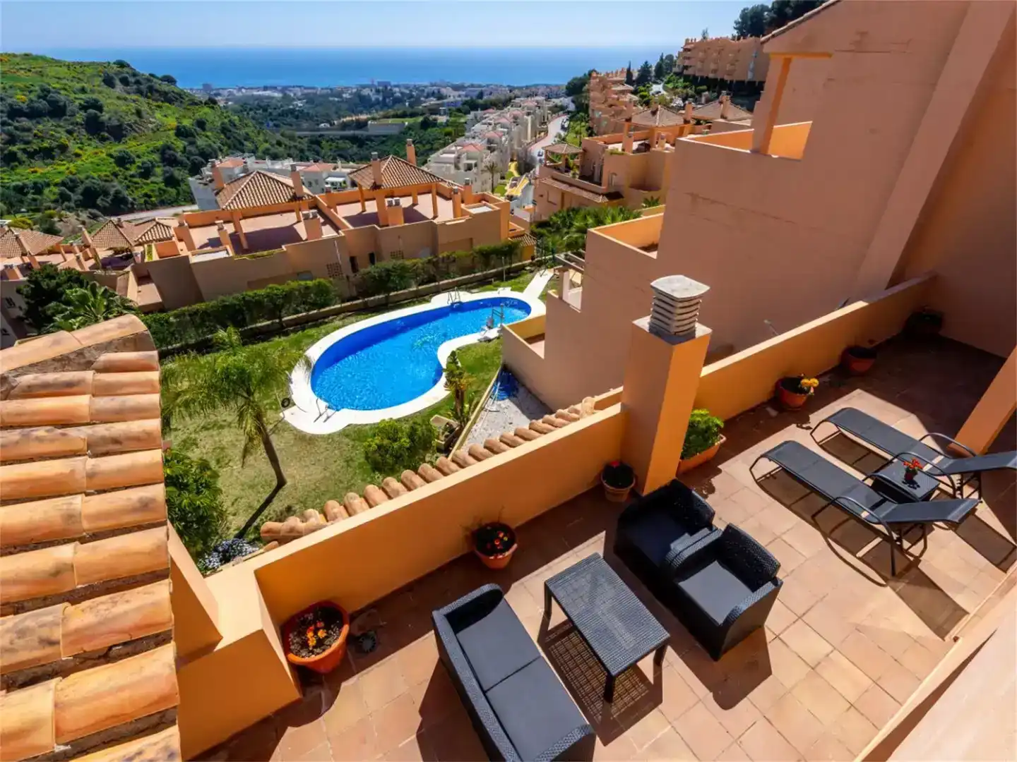 Terraza de Ático en venta en Mijas con Aire acondicionado y Piscina