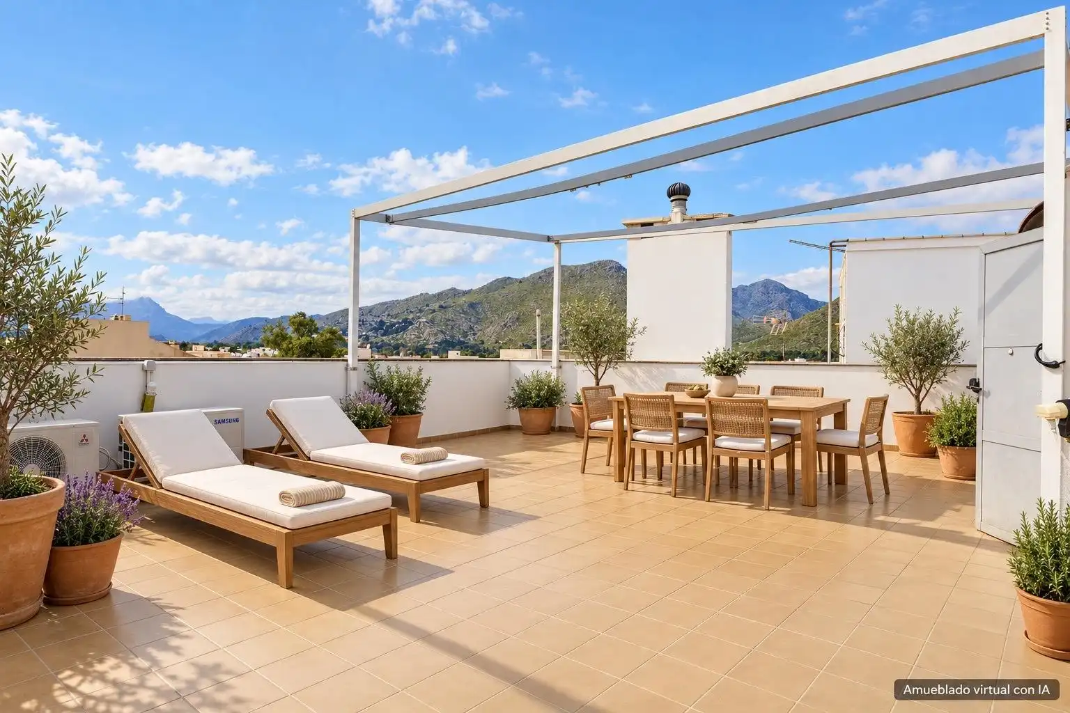 Terrasse von Dachboden zum Verkauf in Pollença mit Klimaanlage, Heizung und Parkett