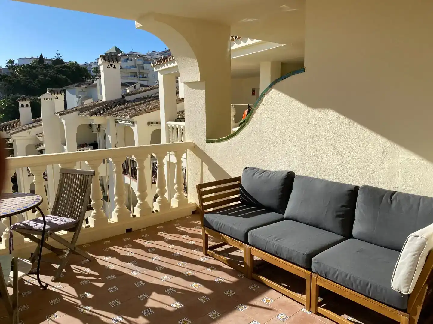 Terrassa de Apartament de lloguer en Mijas amb Aire condicionat i Piscina